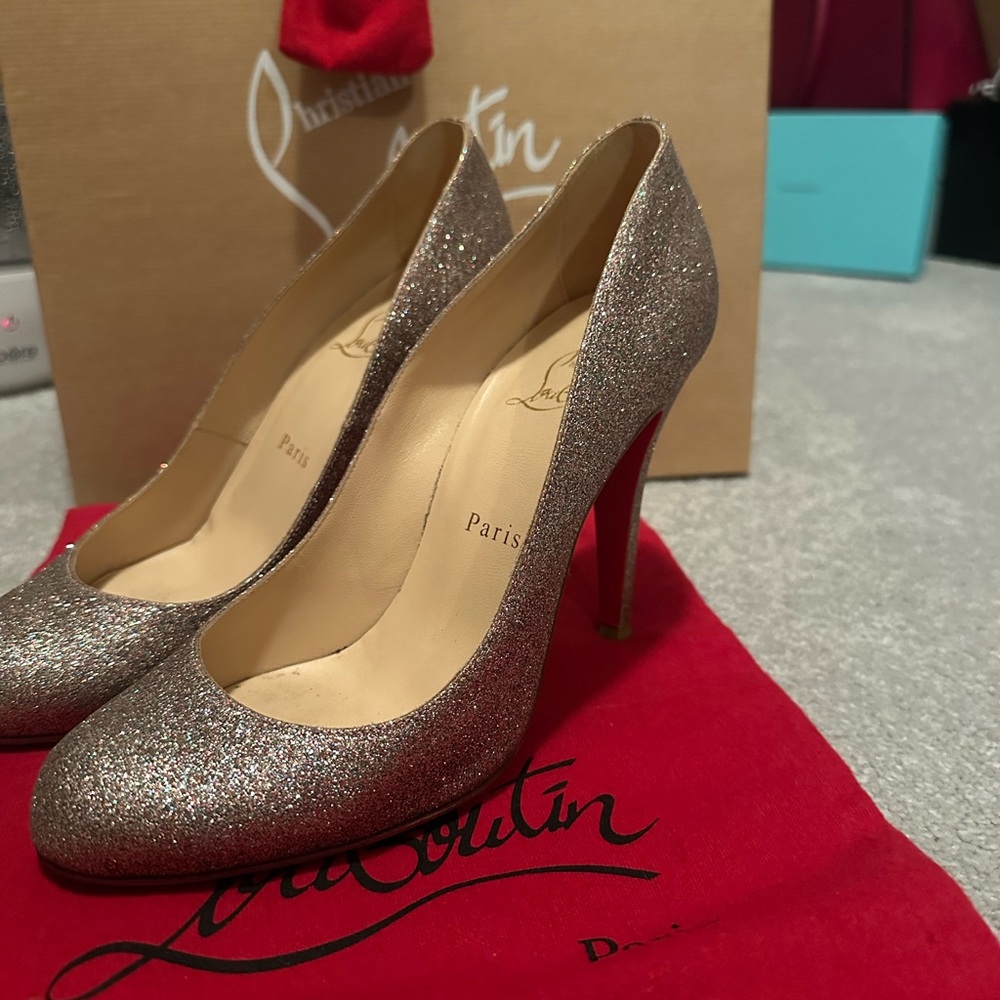 Christian Louboutin Sparkling Heels - Silver and Red